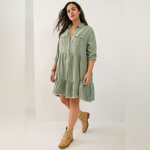 Pilcro Deanne Tiered Mini Shirtdress MP petite babydoll grunge